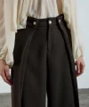 Piliseli Kapak Detay Krep Palazzo Pantolon - Kahve