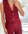 Orkide Yelek Pantolon Takım-Bordo