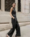 Çizgili Yelek Pantolon Takım-Siyah
