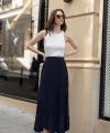 Premium Seri Kırışık Uzun Etek-Lacivert
