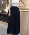 Premium Seri Kırışık Uzun Etek-Lacivert