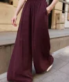 Modal Kumaş Bol Kesim Pantolon-Mürdüm