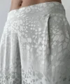 Leopar Desenli Saten Pantolon-Ekru