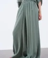 Modal Kumaş Bol Kesim Pantolon-Yeşil