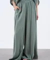 Modal Kumaş Bol Kesim Pantolon-Yeşil