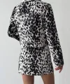 Leopar Desenli Mini Etek Siyah