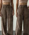 Beli Lastikli Kadife Pantolon-Kahve