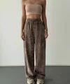 Beli Lastikli Kadife Pantolon-Kahve