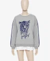 Kabartma Baskı Detaylı Sweatshirt Gri Melanj