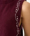 Taş İşlemeli Triko Atlet Bordo