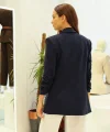 Büzgü Kol Lacivert Blazer Ceket