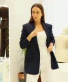 Büzgü Kol Lacivert Blazer Ceket