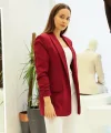 Büzgü Kol Astarlı Bordo Blazer Ceket