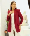 Büzgü Kol Astarlı Bordo Blazer Ceket