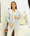 Büzgü Kol Açık Mavi Blazer Ceket