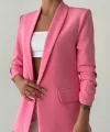 Büzgü Kol Pembe Blazer Ceket