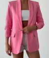 Büzgü Kol Pembe Blazer Ceket