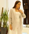 Büzgü Kol Gri Blazer Ceket