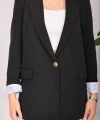 Astarı Garnili Siyah Blazer Ceket