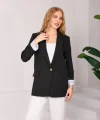 Astarı Garnili Siyah Blazer Ceket