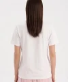 Önü Boncuk Nakış Detaylı Beyaz Tshirt