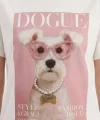 Önü Boncuk Nakış Detaylı Beyaz Tshirt