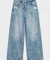 Mega Baggy Fit Özel Dikim Aksesuarlı Tasarım Denim Jean