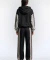 Çizgili Kapüşonlu Oversize Ceket Kahverengi