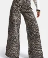 Leopar Desen Palazzo Fit Özel Denim Jean