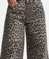 Leopar Desen Palazzo Fit Özel Denim Jean