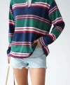 Çizgili Polo Yaka Sweatshirt
