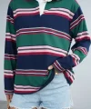 Çizgili Polo Yaka Sweatshirt