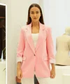 Astarı Garnili Pembe Blazer Ceket