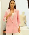 Astarı Garnili Pembe Blazer Ceket