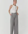 Bol Paça Palazzo Kumaş Pantolon Gri