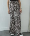 LEOPAR DESENLİ DÖKÜMLÜ PANTOLON BEJ