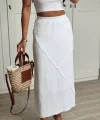 MİDİ BOY ASTARLI KETEN ETEK BEYAZ