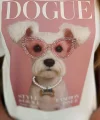 Önü Boncuk Nakış Detaylı Dogue Yazılı Beyaz Tshirt
