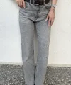 Taşlı Gri Pantolon Model: Wide leg & yüksek bel