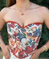 Çiçek Desenli Vintage Korse