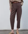 Yüksek Bel Kemerli Havuç Pantolon Kahverengi