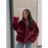 Cepli Alpaka Kürk Kısa Kaban-Bordo