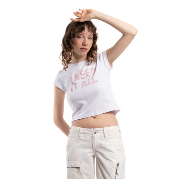 Orjinal Marka Beyaz Desenli T_shirt