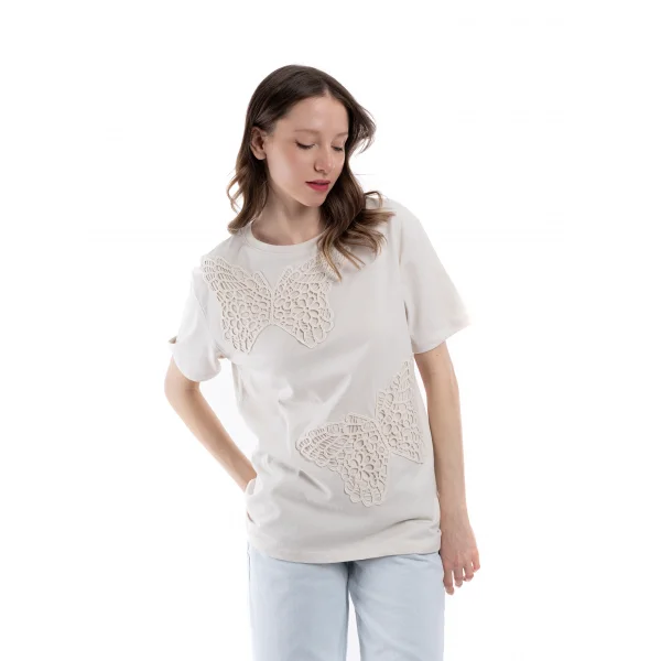 Kelebek Desenli Pamuk Orjinal Tişört