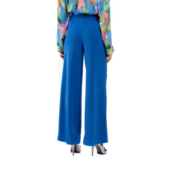 Kemer Detaylı Bol Paça Mavi Pantolon