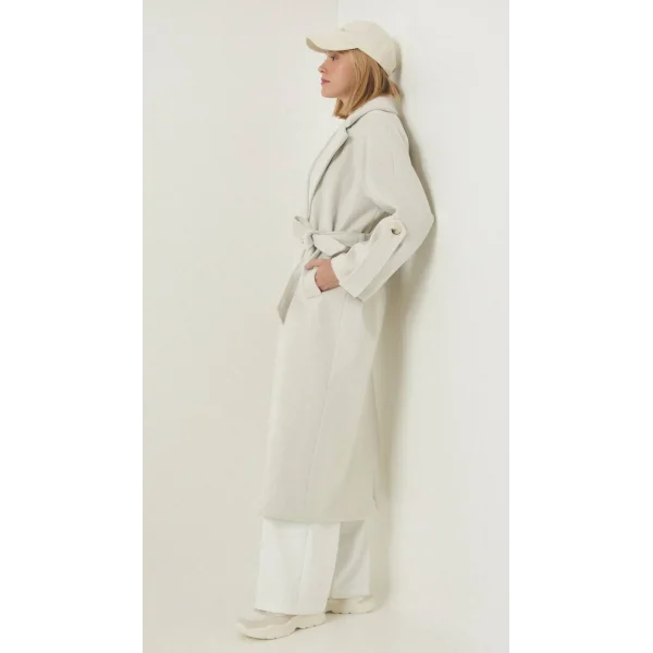 Premium Model Kol Detay Yün Kaban Krem