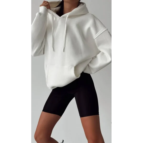 BEYAZ KAPÜŞONLU SWEATSHİRT