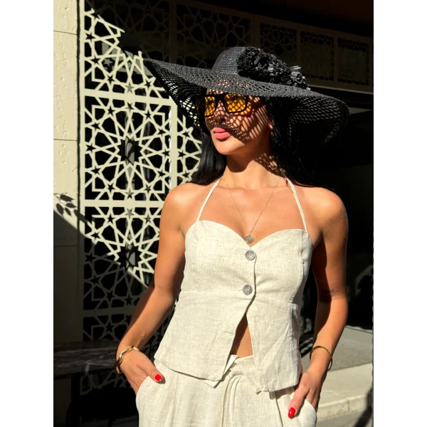 İP ASKILI KETEN BÜSTİYER