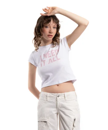 Orjinal Marka Beyaz Desenli T_shirt