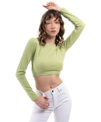 Sırt Dekolteli Yeşil Bluz